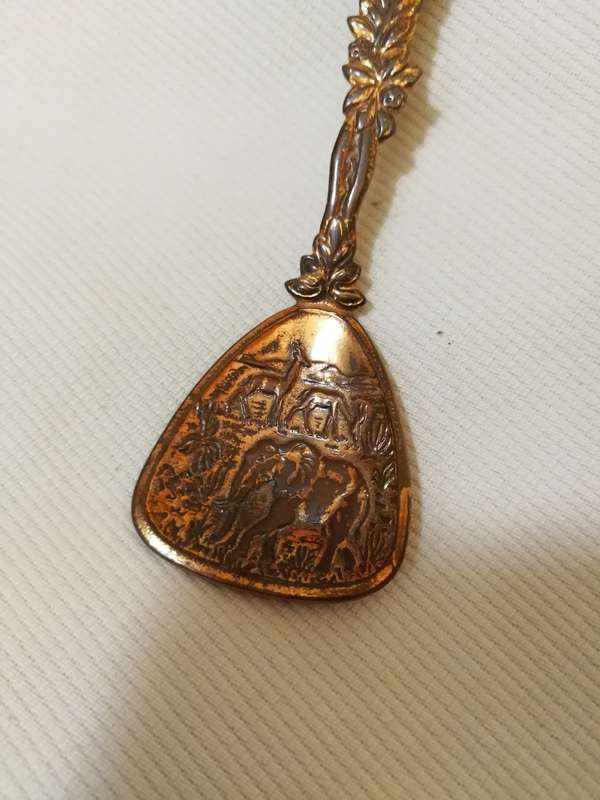 Unique Copper South Africa Decorative Spoon With Elephants/Gazelles