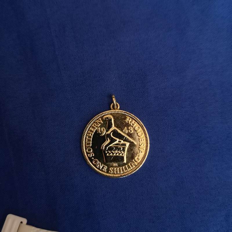 Southern Rhodesia 1 Schilling 1948 coin pendant. King George The Sixth