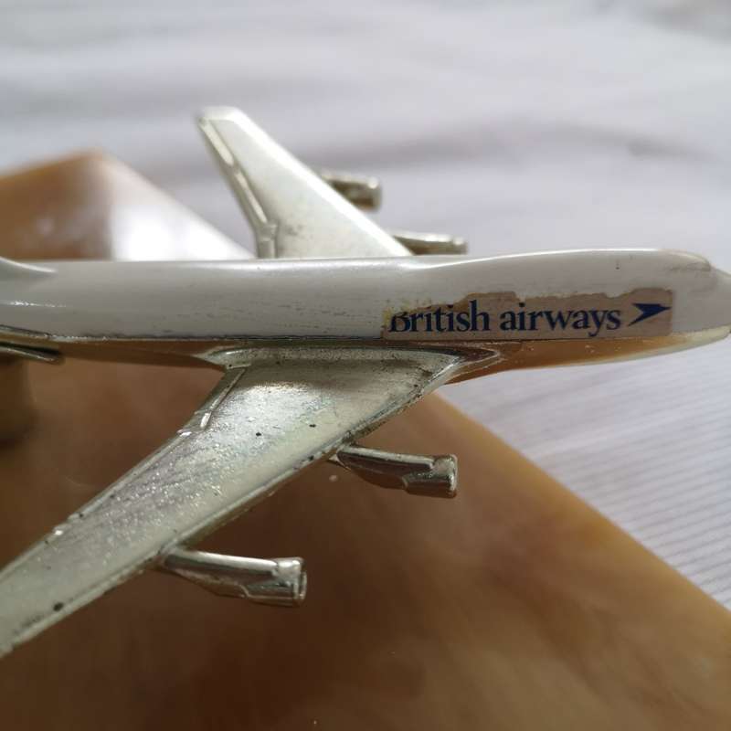 Vintage 1970`s Lesney Giftware British Airways Desk Pen Holder, Matchbox Boeing 747 SP 10 Metal.