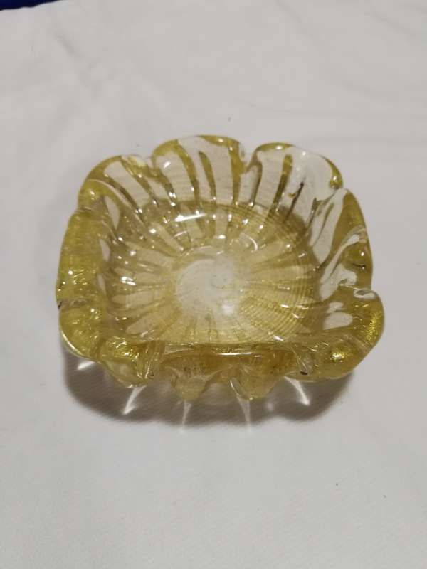 VINTAGE MURANO GLASS ASHTRAY /BOWL AVENTURINE GOLD VENETIAN GLASS