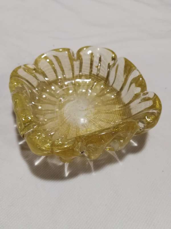VINTAGE MURANO GLASS ASHTRAY /BOWL AVENTURINE GOLD VENETIAN GLASS