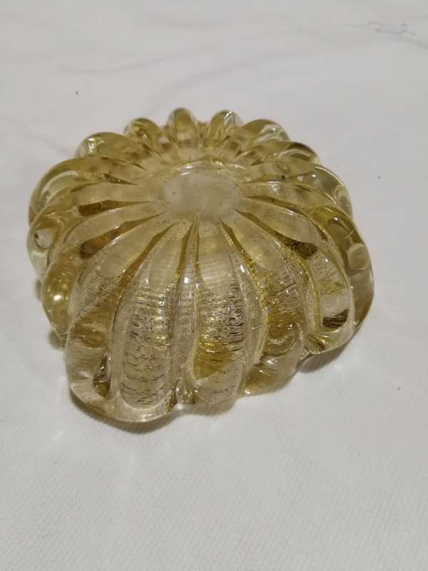 VINTAGE MURANO GLASS ASHTRAY /BOWL AVENTURINE GOLD VENETIAN GLASS