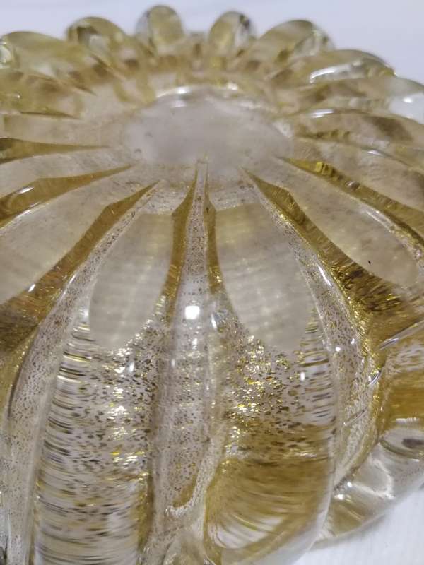 VINTAGE MURANO GLASS ASHTRAY /BOWL AVENTURINE GOLD VENETIAN GLASS