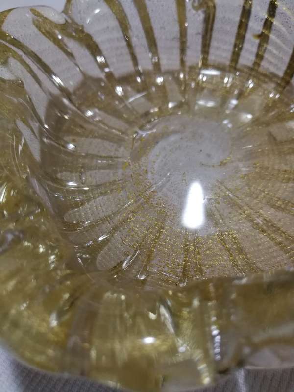 VINTAGE MURANO GLASS ASHTRAY /BOWL AVENTURINE GOLD VENETIAN GLASS