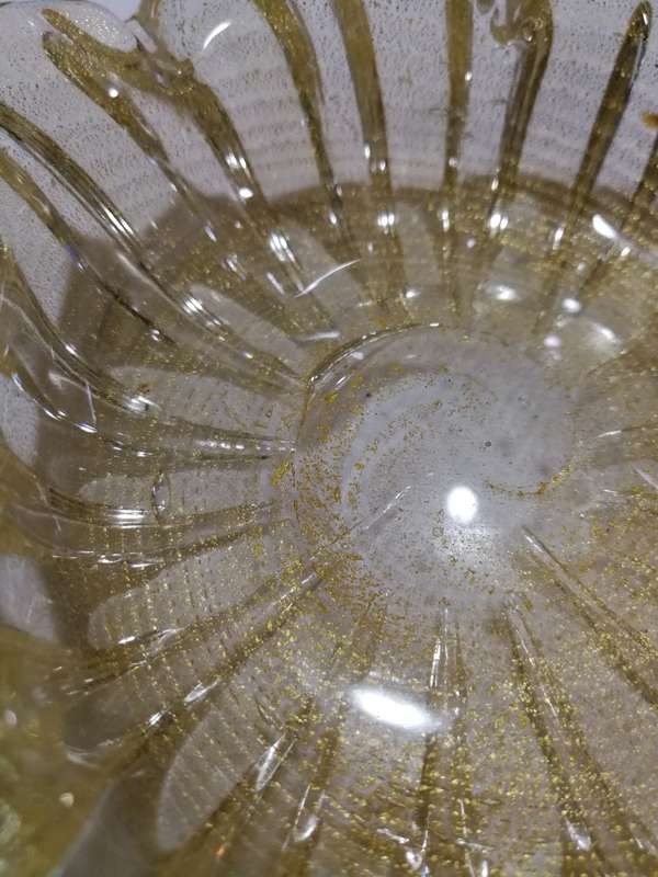 VINTAGE MURANO GLASS ASHTRAY /BOWL AVENTURINE GOLD VENETIAN GLASS