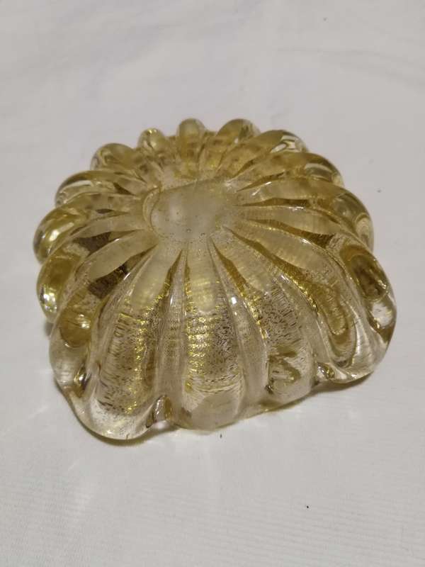VINTAGE MURANO GLASS ASHTRAY /BOWL AVENTURINE GOLD VENETIAN GLASS