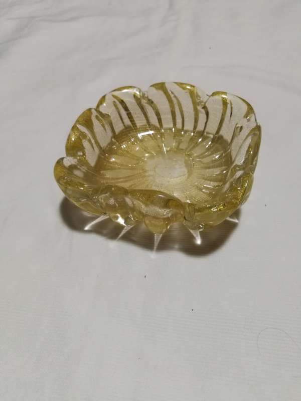 VINTAGE MURANO GLASS ASHTRAY /BOWL AVENTURINE GOLD VENETIAN GLASS