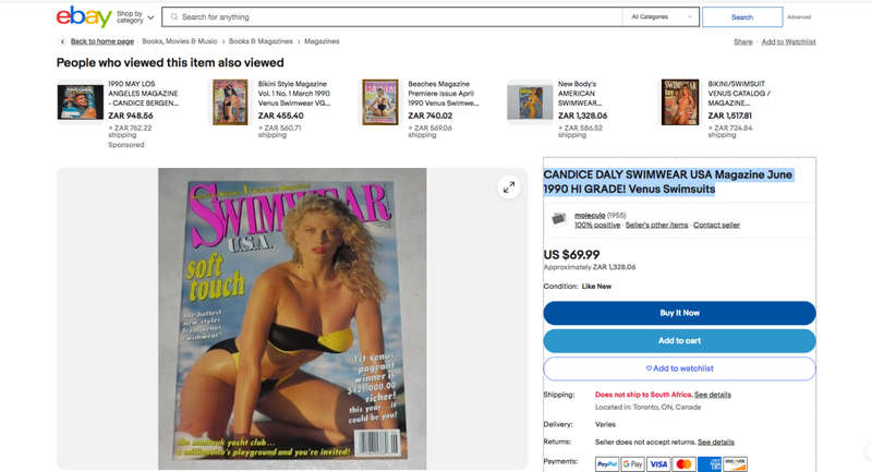 CANDICE DALY SWIMWEAR USA Magazine June 1990 HI GRADE! Venus Swimsuits