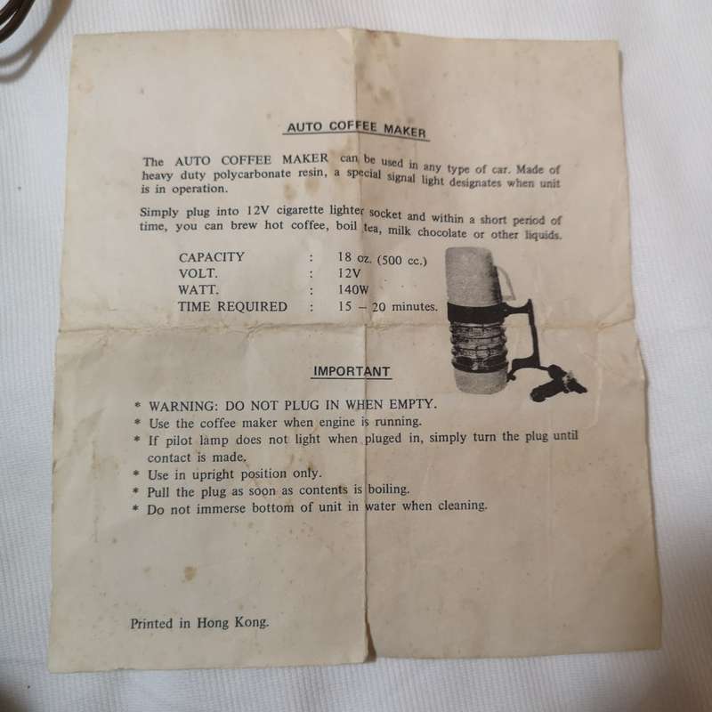 12 volt kettle. Vintage Auto Coffee Maker For Car Truck Auto Boat RV - NOS In Box - Never Used