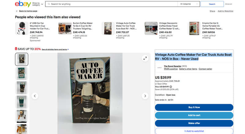 12 volt kettle. Vintage Auto Coffee Maker For Car Truck Auto Boat RV - NOS In Box - Never Used