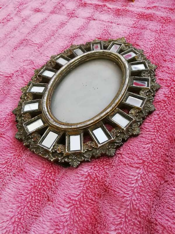 Ornate photo frame with mirror squares- Vintage