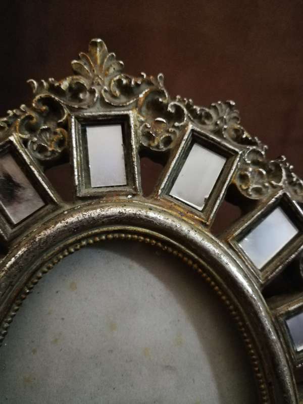Ornate photo frame with mirror squares- Vintage