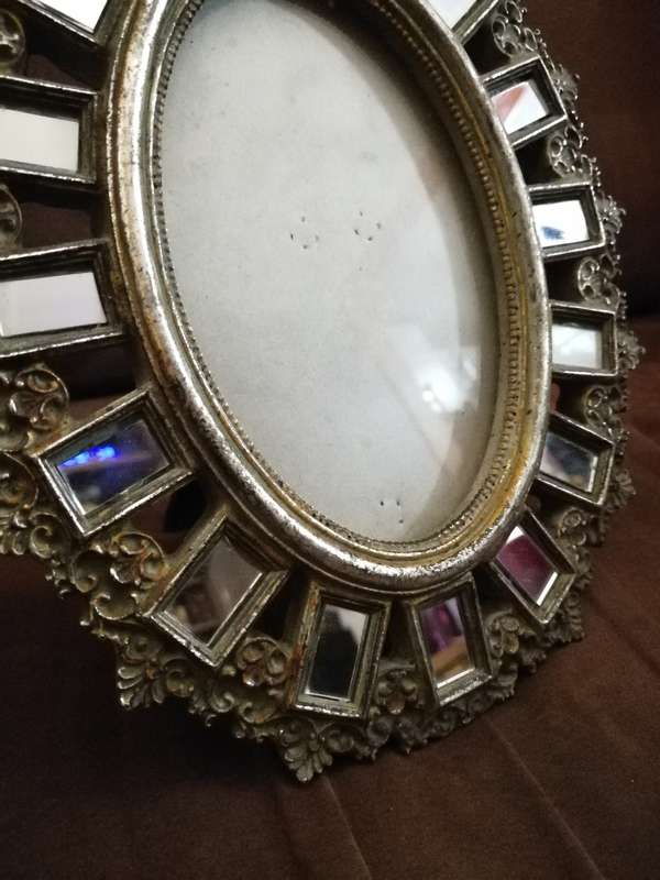 Ornate photo frame with mirror squares- Vintage