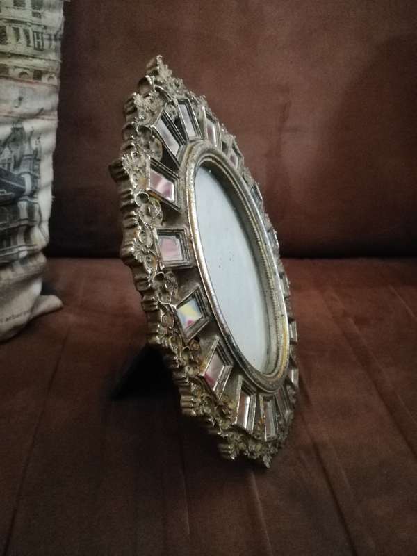 Ornate photo frame with mirror squares- Vintage