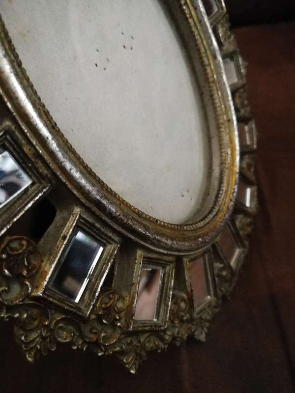 Ornate photo frame with mirror squares- Vintage