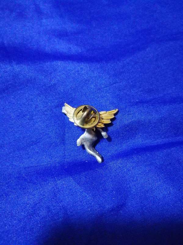 Guardian Angel Pewter Tone Gold Wings February Birthstone  Pin