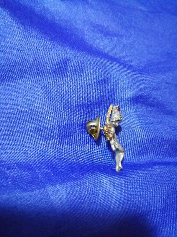 Guardian Angel Pewter Tone Gold Wings February Birthstone  Pin
