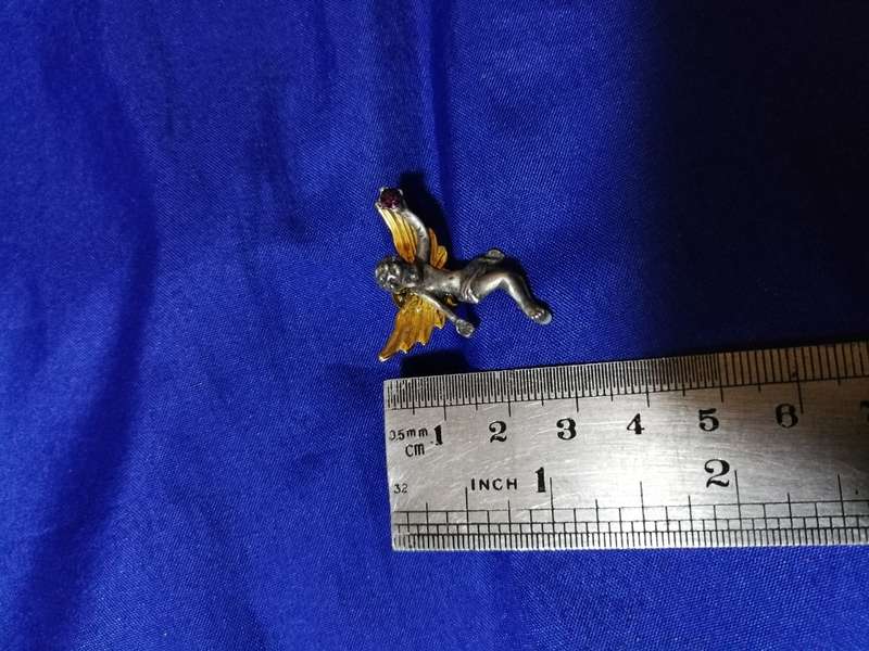Guardian Angel Pewter Tone Gold Wings February Birthstone  Pin