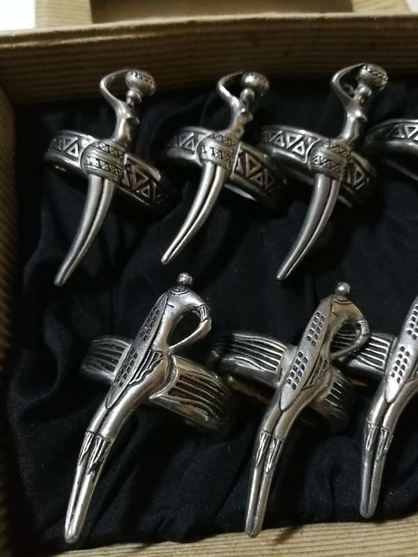 Andy C Tribal Range Serviette rings set of 8- Pewter Vintage