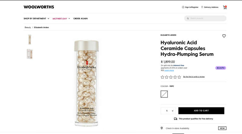 Hyaluronic Acid Ceramide Capsules Hydra-Plumping Serum 90pc- Elizabeth Arden
