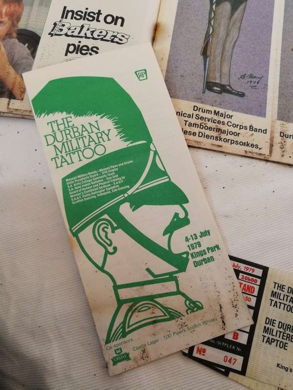 SOUTH AFRICA 1979 First Durban Military Tattoo. First Souvenir programme, 2 Tickets and LP