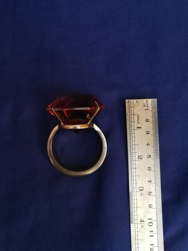 Large silver display ring- Handmade with simulated ruby stone