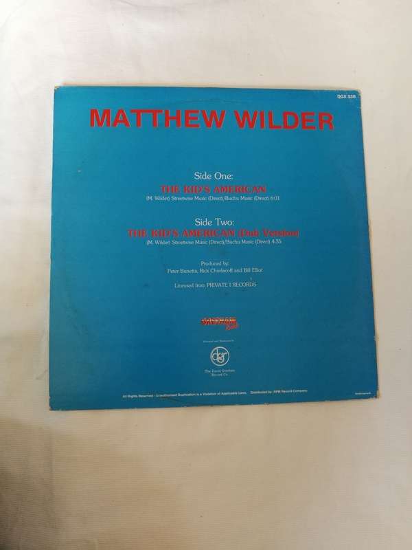 Matthew Wilder  The Kid`s American - Vinyl Record -