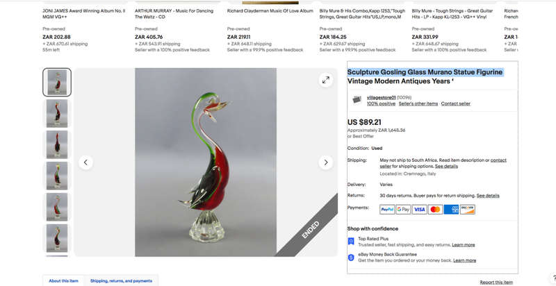 Sculpture Gosling Glass Murano Statue Figurine- Italy