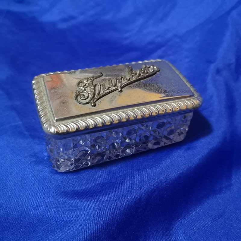 Vintage Cut Glass and Silver Lid Box. British Make - Trinket box