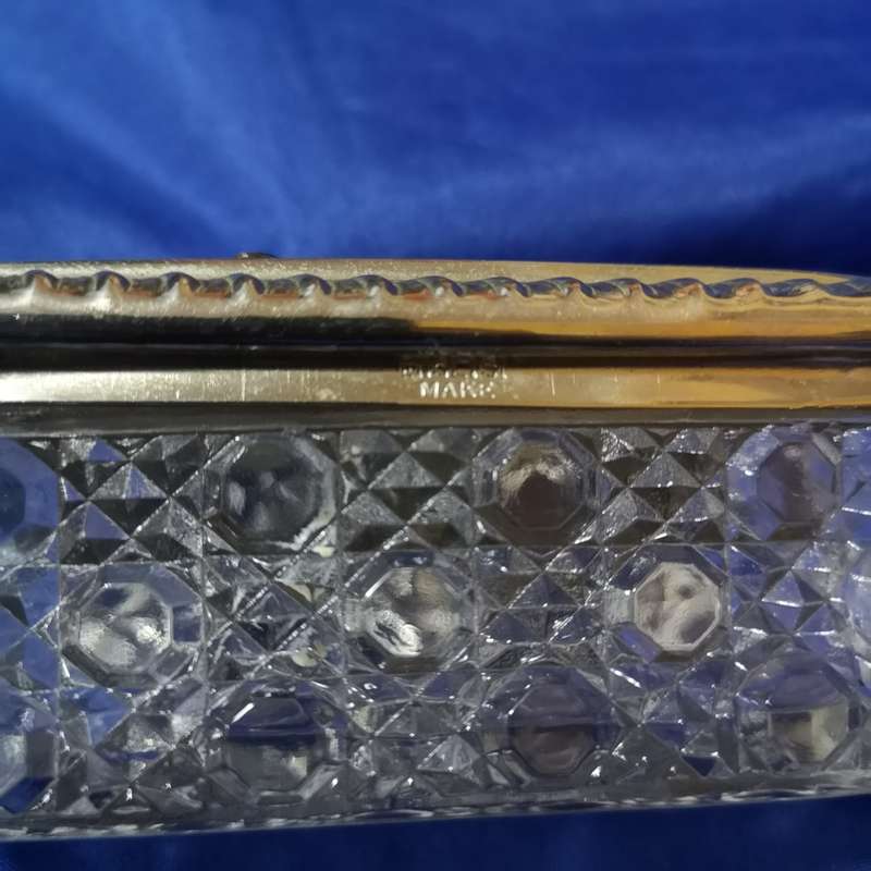 Vintage Cut Glass and Silver Lid Box. British Make - Trinket box