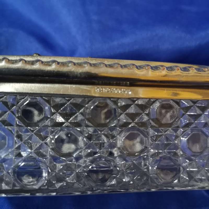 Vintage Cut Glass and Silver Lid Box. British Make - Trinket box