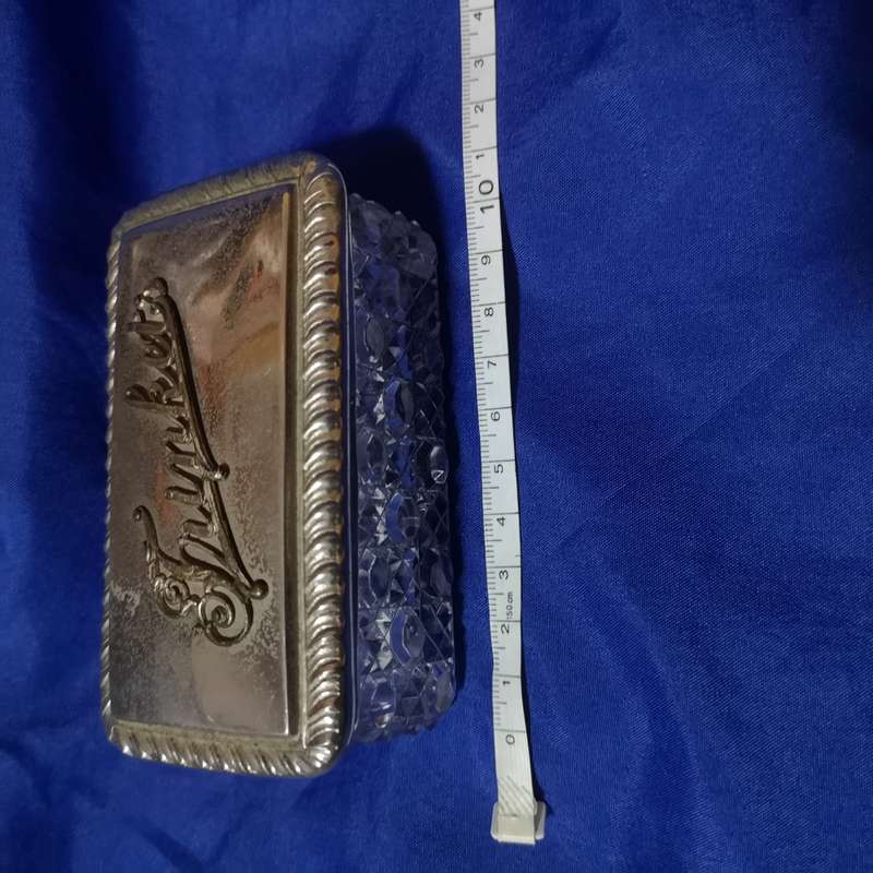 Vintage Cut Glass and Silver Lid Box. British Make - Trinket box