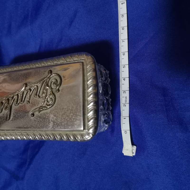 Vintage Cut Glass and Silver Lid Box. British Make - Trinket box