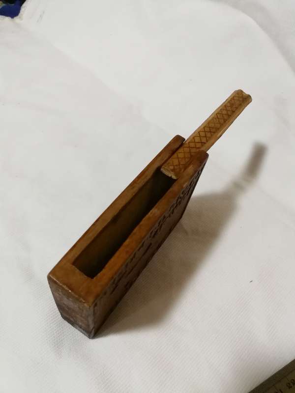 WW2 Italian Prisoners of War hand carved box with slide cover. 1940s when they were sent to SA
