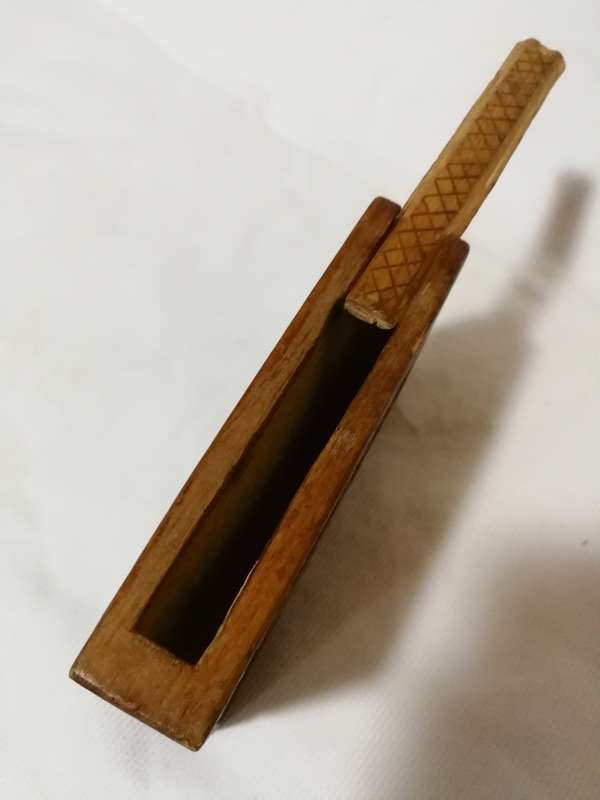 WW2 Italian Prisoners of War hand carved box with slide cover. 1940s when they were sent to SA
