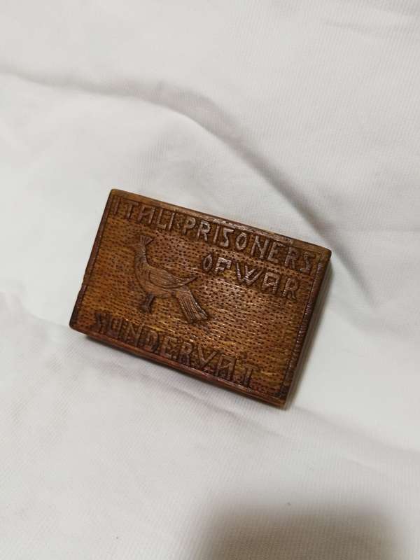 WW2 Italian Prisoners of War hand carved box with slide cover. 1940s when they were sent to SA