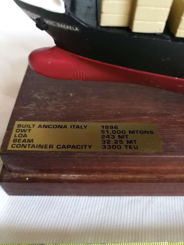 Vintage 1990 90s MSC Rafaela Container Vessel Model Collectible with Display Case. Boardroom item