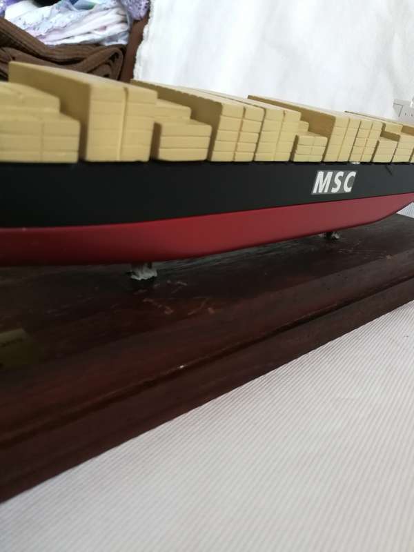 Vintage 1990 90s MSC Rafaela Container Vessel Model Collectible with Display Case. Boardroom item