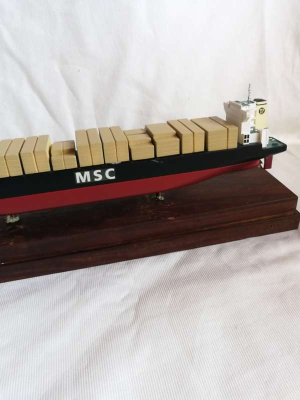 Vintage 1990 90s MSC Rafaela Container Vessel Model Collectible with Display Case. Boardroom item