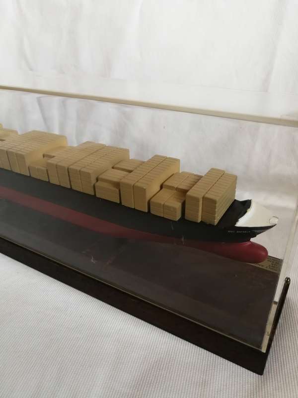 Vintage 1990 90s MSC Rafaela Container Vessel Model Collectible with Display Case. Boardroom item