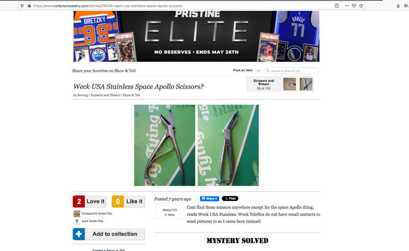 Vintage bandage shears . Same as type used on Apollo 11 mission to open food packs.