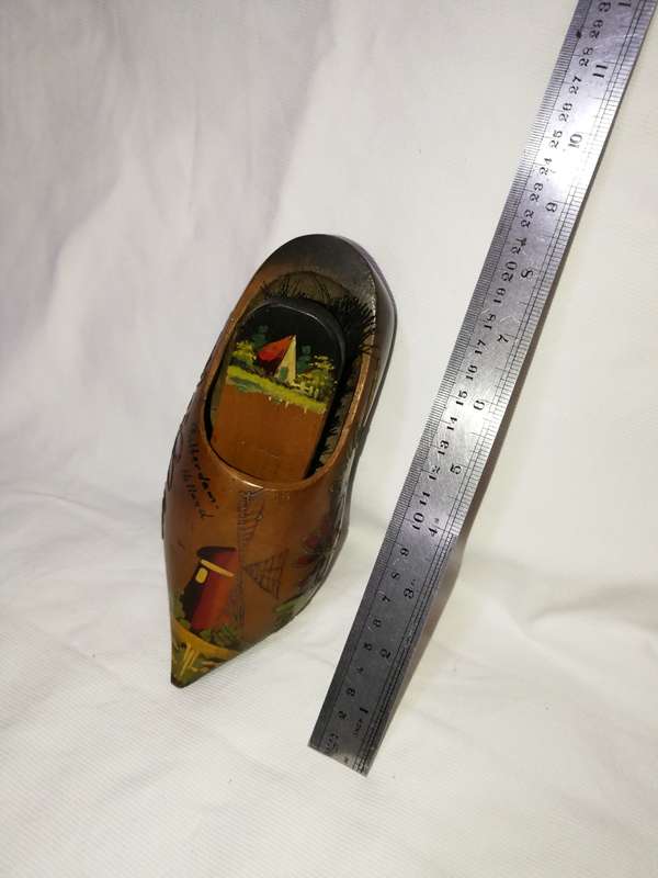 Vintage Wooden Holland Clog Shoe and Brush Wall Hanging.