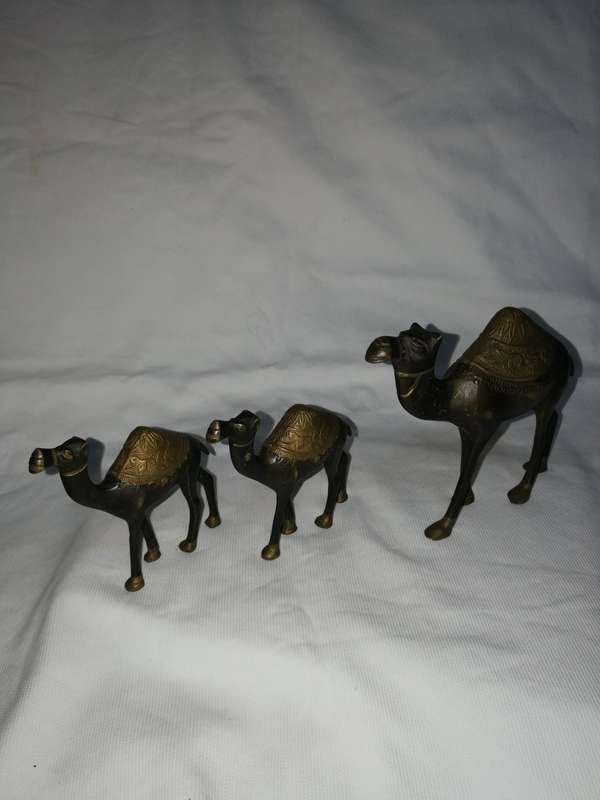 Vintage heavy brass/ bronze 3 camel set
