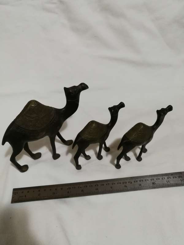 Vintage heavy brass/ bronze 3 camel set