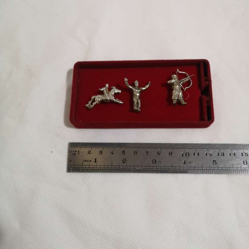 Vintage Chinese Silver pin badges- set of 3