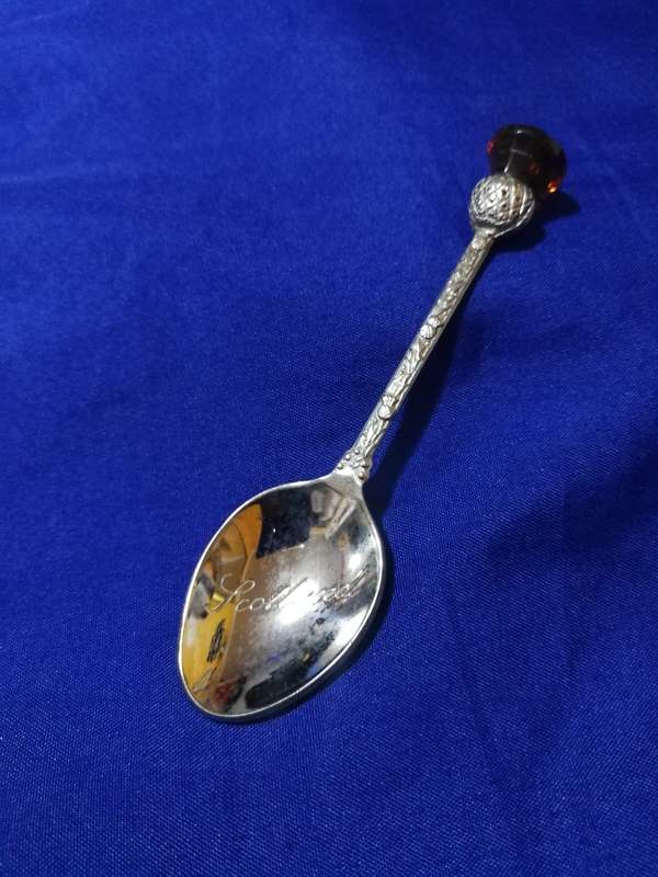 Vintage Exquisite Silver Scottish Thistle Teaspoon- Made in G Britain