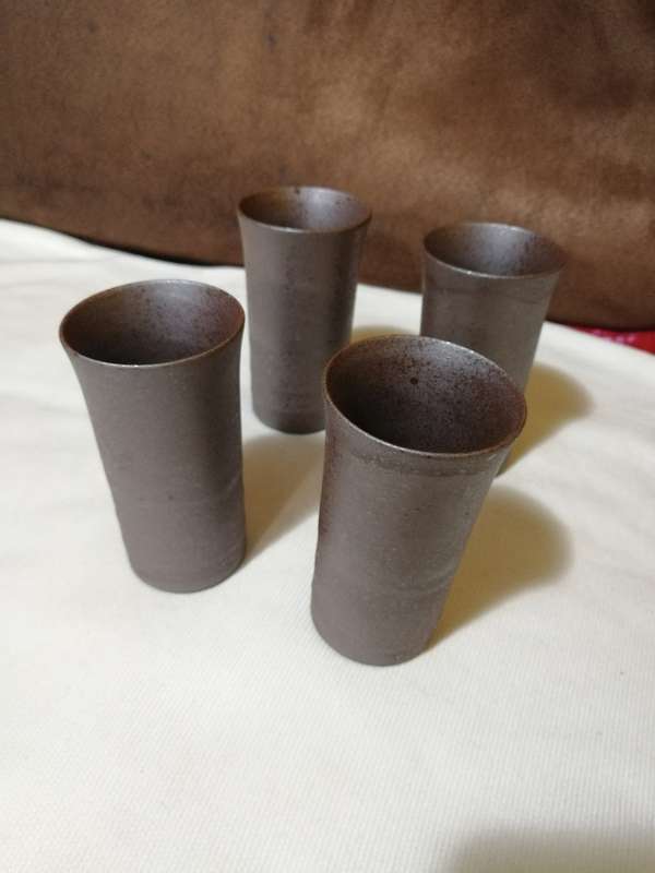 Japanese Graphite ceramic thin walled drinking tumblers. Four available as a set