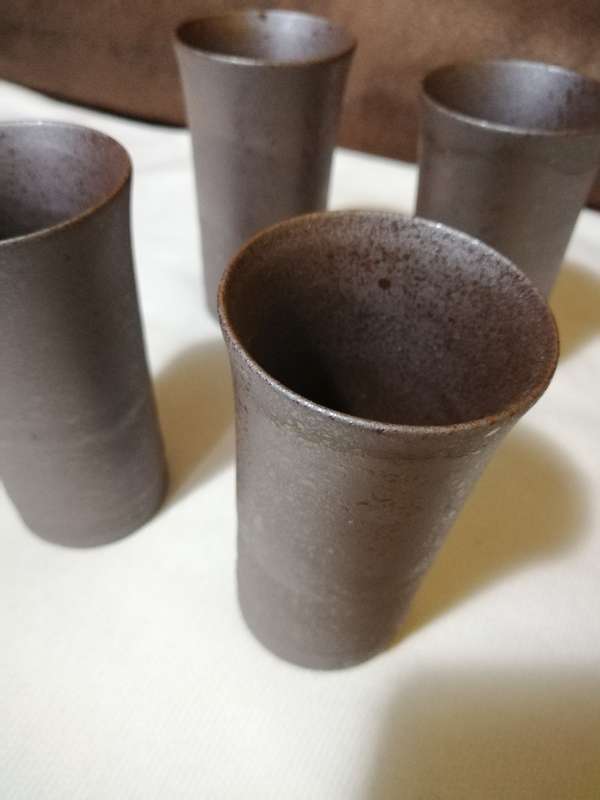 Japanese Graphite ceramic thin walled drinking tumblers. Four available as a set