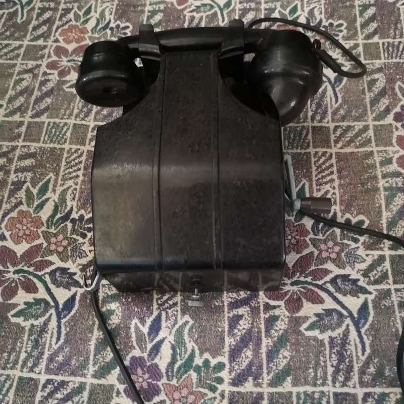Antique Rare Black Telephone Hand Crank Wall Mount