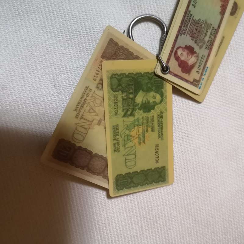 Vintage Keyring South African Banknotes Keychain